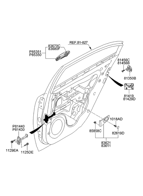 2008 Kia Optima Cover-Rear Door Outside Handle Diagram for 836622G010