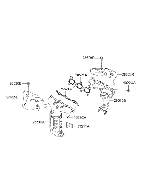 2008 Kia Optima Exhaust Manifold Catalytic Assembly, Right Diagram for 285103E046