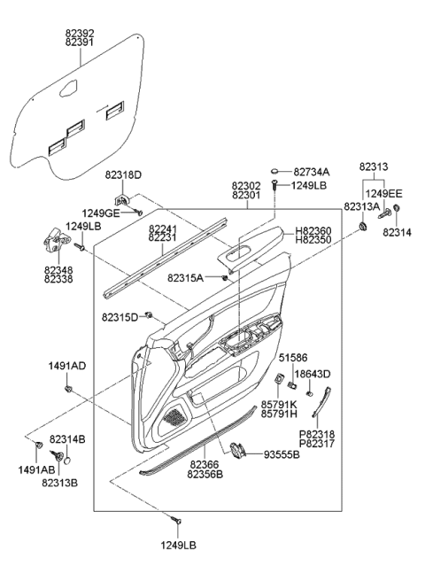 2010 Kia Optima Finishing-Front Door Diagram 1