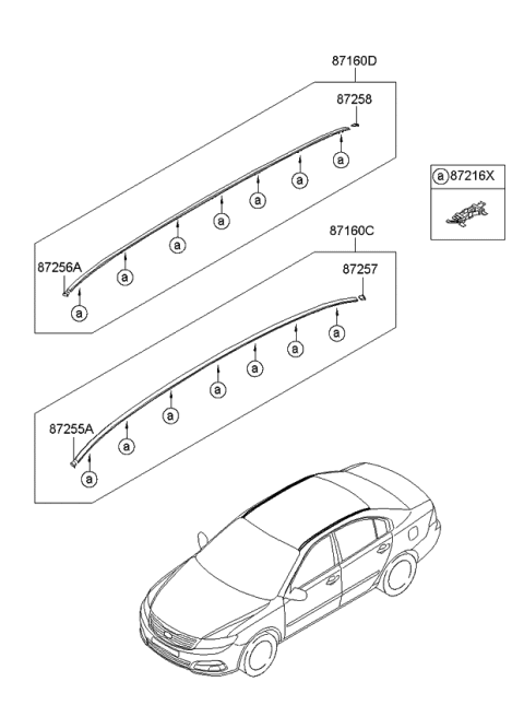 2010 Kia Optima Moulding Assembly-Roof,LH Diagram for 872102G000