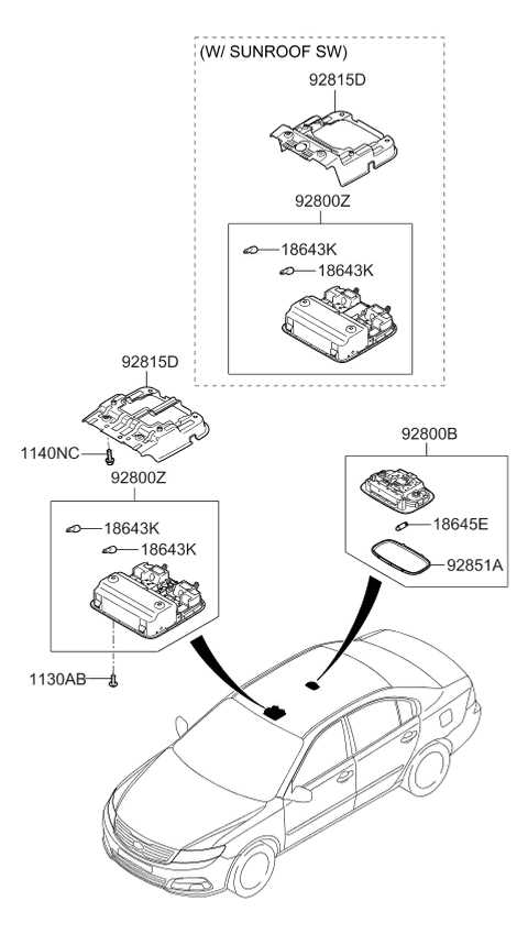 2008 Kia Optima Lamp Assembly-OVERHEADEAD Console Diagram for 928002G030QW