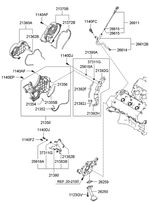 2010 Kia Optima Belt Cover & Oil Pan Diagram 2