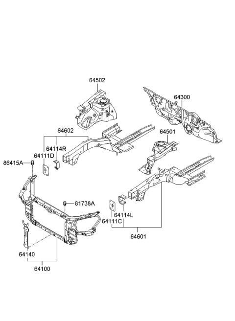 2008 Kia Optima Panel Assembly-Fender Apron Diagram for 645022G501