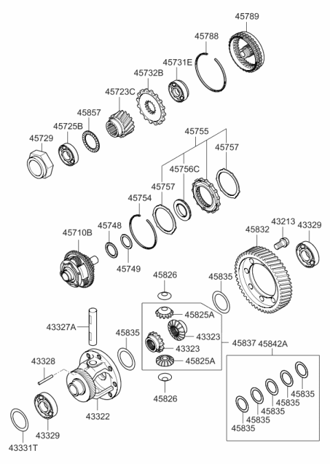 2009 Kia Optima Gear-Differential Drive Diagram for 458323A210