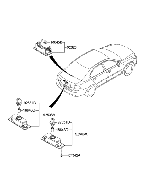 2009 Kia Optima Lamp Assembly-License Plate Diagram for 925012G000