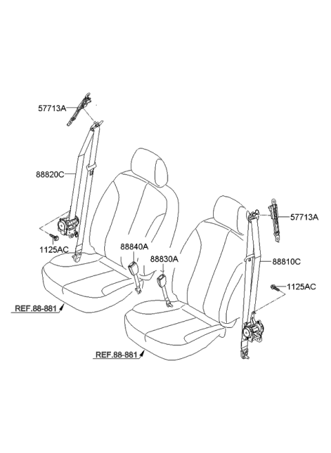 2009 Kia Optima Front Seat Belt Assembly Left Diagram for 888102G500S8