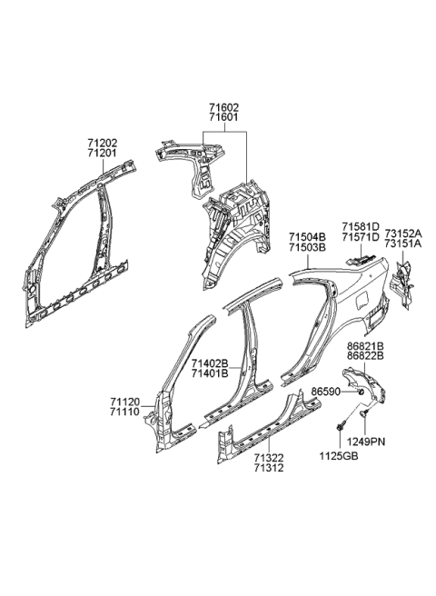 2009 Kia Optima Body Side Panel & Wheel Guard Rear Diagram