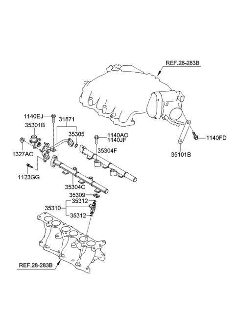 2009 Kia Optima Throttle Body & Injector Diagram