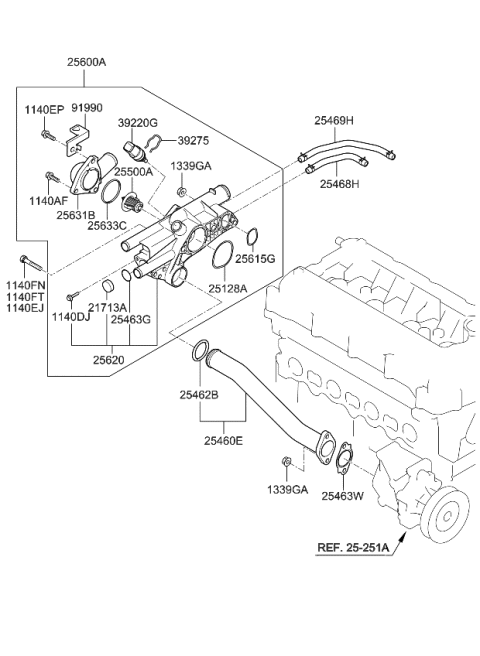 2009 Kia Optima Coolant Pipe & Hose Diagram 1