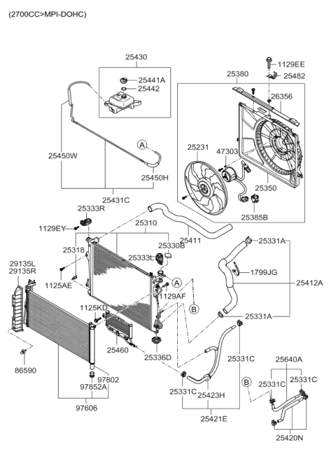 2009 Kia Optima Pipe Assembly-Water Diagram for 254432G500