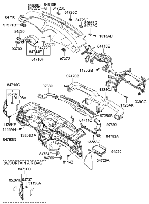 2008 Kia Optima Crash Pad Diagram 1