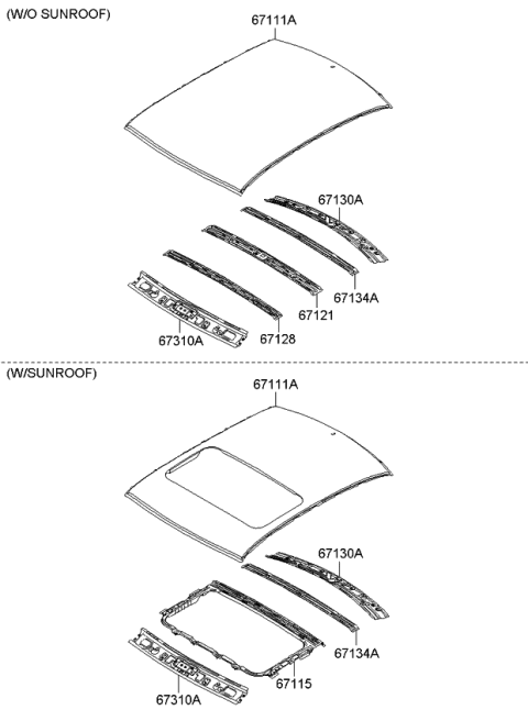 2009 Kia Optima Panel-Roof Diagram for 671112G030