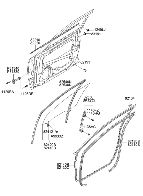 2008 Kia Optima Panel-Front Door & Sealing-Front Door Diagram 1