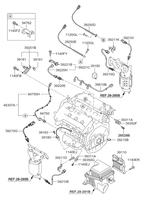 2008 Kia Optima Engine Ecm Control Module Diagram for 391293E210