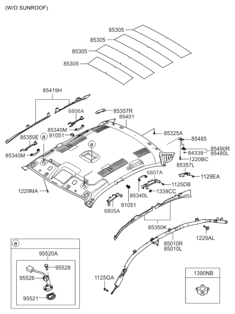 2010 Kia Optima Bracket Assembly-Assist Handle Diagram for 853332G500