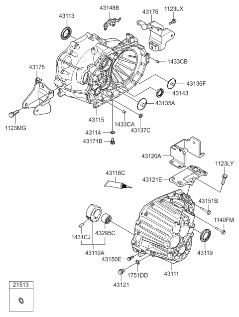 2008 Kia Optima Transaxle Case-Manual Diagram