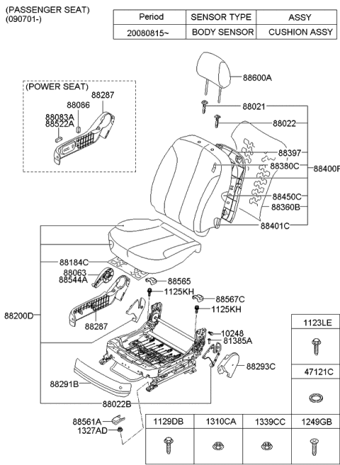 2008 Kia Optima New Body Style Seat-Front Diagram 2