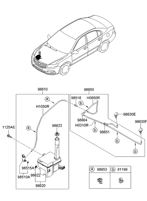 2008 Kia Optima Front Windshield Washer Nozzle Assembly, Left Diagram for 986302G100