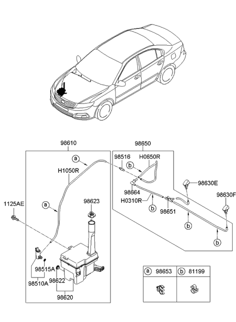 2008 Kia Optima Hose Assembly-Windshield Washer Diagram for 986502G005