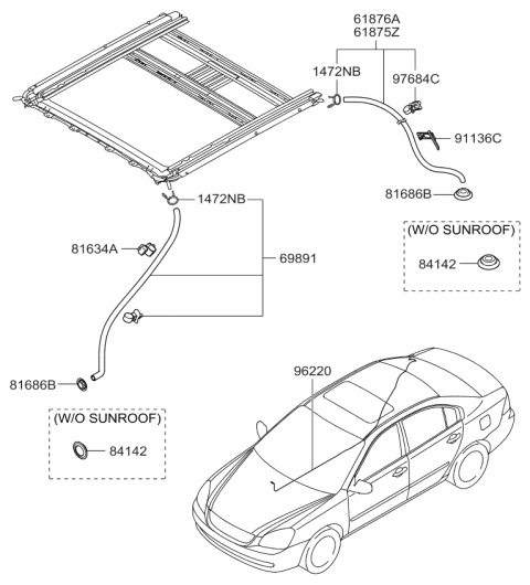 2008 Kia Optima GROMMET-SUNROOF Drain Diagram for 816862G000