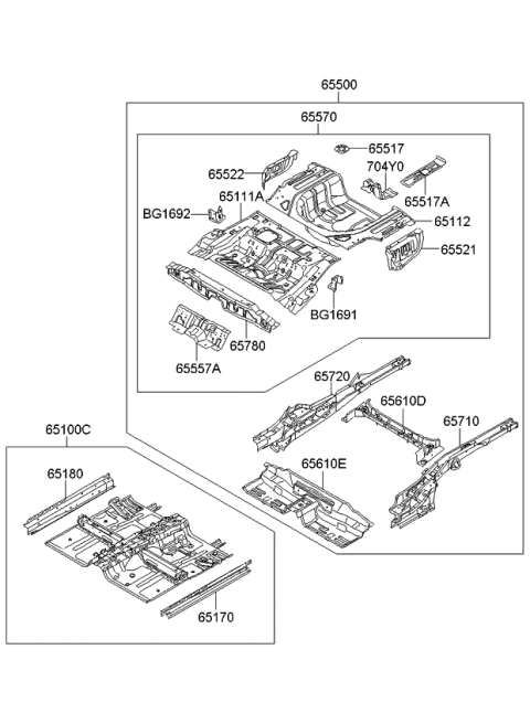 2010 Kia Optima Floor Assy-Complete & Isolation Pad Diagram