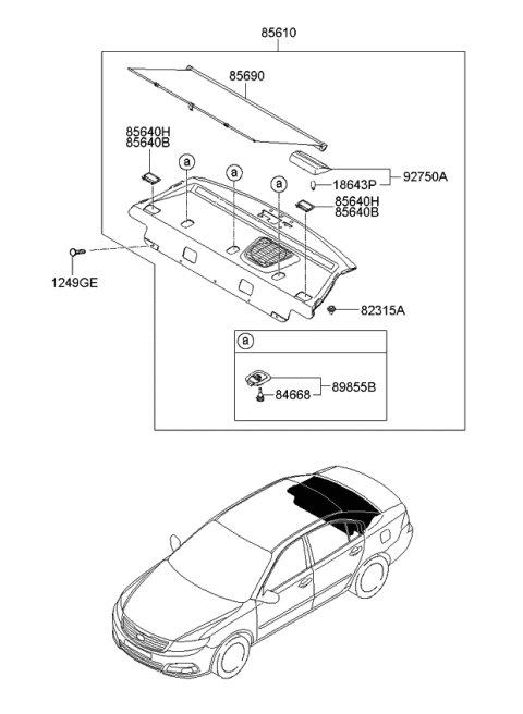 2010 Kia Optima Sunshade Assembly-Rear Diagram for 856902G200