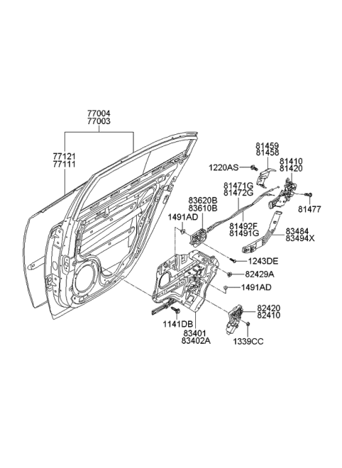 2010 Kia Optima Panel-Rear Door & Moulding-Rear Door Diagram 1