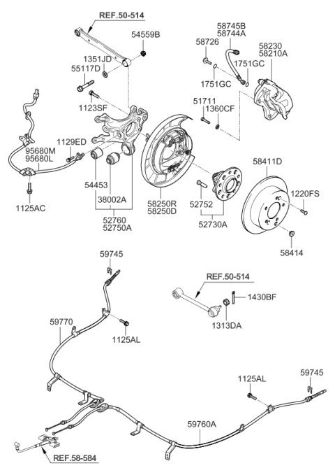 2010 Kia Optima Rear Wheel Hub & Wheel Brake Diagram 1