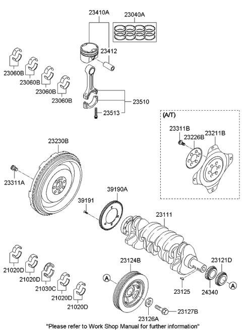 2010 Kia Optima Crankshaft & Piston Diagram 1