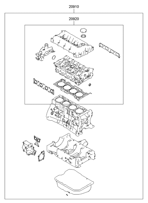 2009 Kia Optima Gasket Kit-Engine OVEAUL Diagram for 209102GB01