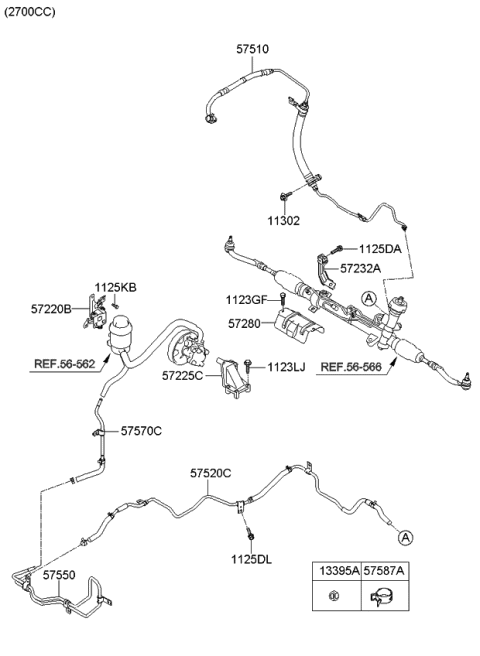 2010 Kia Optima Power Steering Hose & Bracket Diagram 2