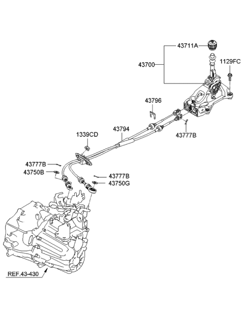 2009 Kia Optima Shift Lever Control Diagram 2