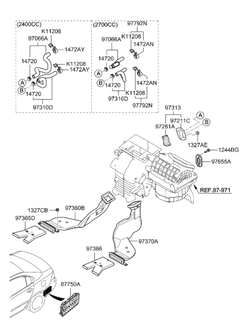 2008 Kia Optima Hose Assembly-Water Outlet Diagram for 973122G500