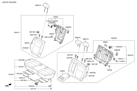 2015 Kia Soul EV Rear Seat Back Armrest Assembly Diagram for 89900E4110ASW