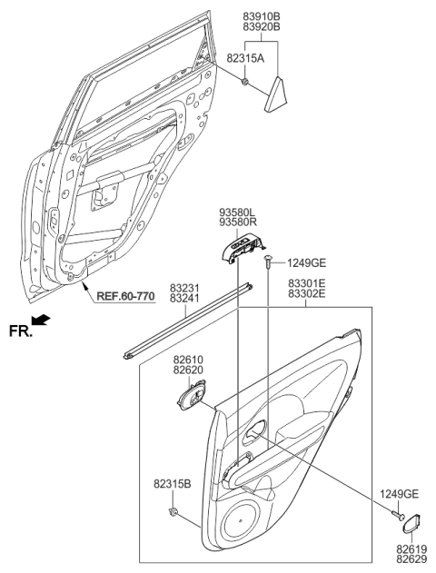 2017 Kia Soul EV Rear Door Trim Diagram