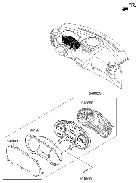 2019 Kia Soul EV Lens-Front Acryl Diagram for 94360E4000