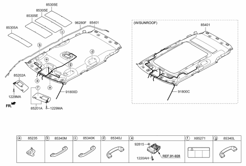 2016 Kia Soul EV Sunvisor Assembly Right Diagram for 85220E4230BF3