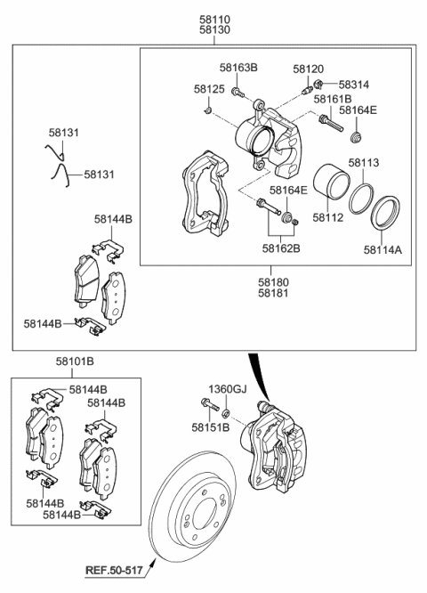 2018 Kia Soul EV BRAKE ASSY-FR,RH Diagram for 58130E4500