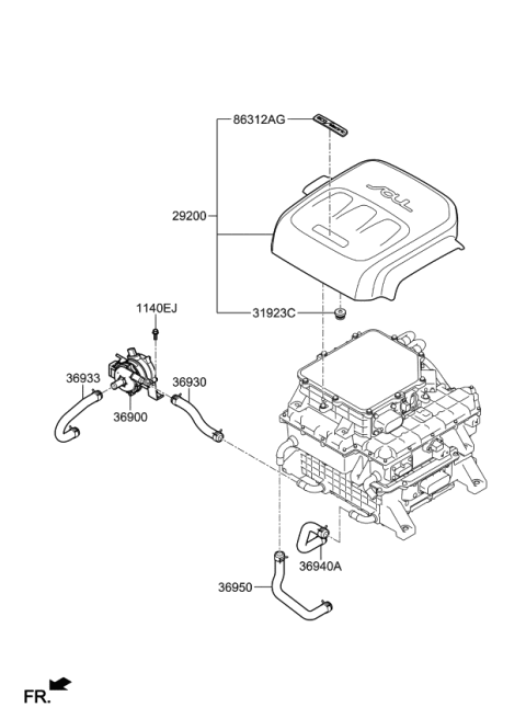 2016 Kia Soul EV Cover Assembly-Pe Room Diagram for 292000E040