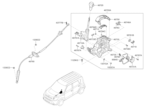 2018 Kia Soul EV Shift Lever Control Diagram