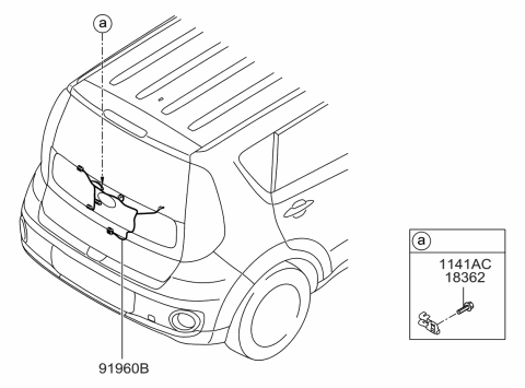 2015 Kia Soul EV Wiring Assembly-Tail Gate Diagram for 91680E4011