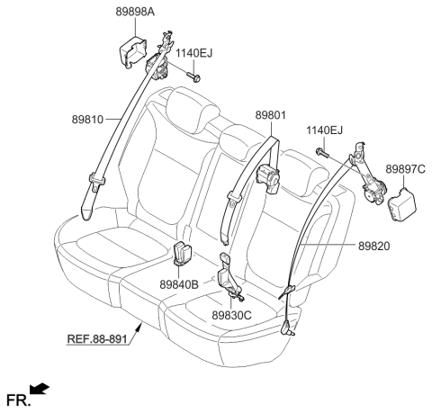 2017 Kia Soul EV Rear Seat Belt Diagram