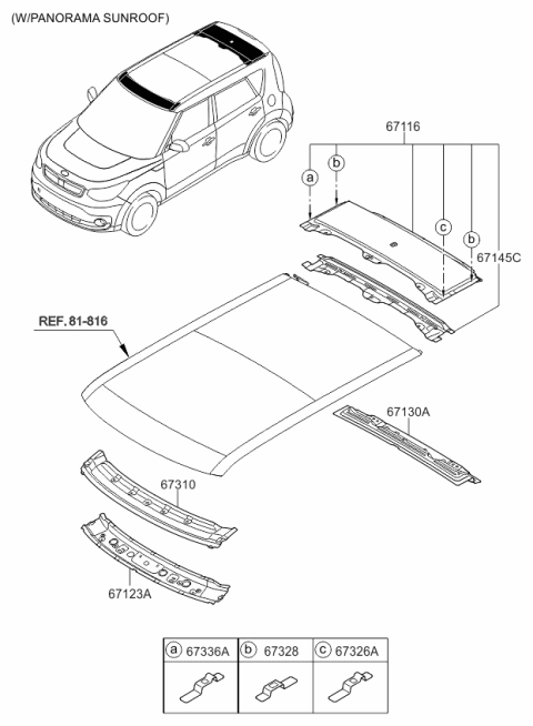 2018 Kia Soul EV Roof Panel Diagram 2