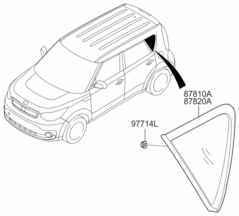 2017 Kia Soul EV Quarter Window Diagram