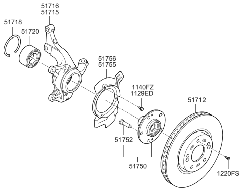 2017 Kia Soul EV Front Brake Disc Dust Cover Right Diagram for 51756E4000