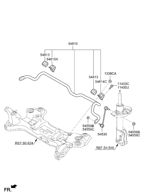 2018 Kia Soul EV Front Suspension Control Arm Diagram