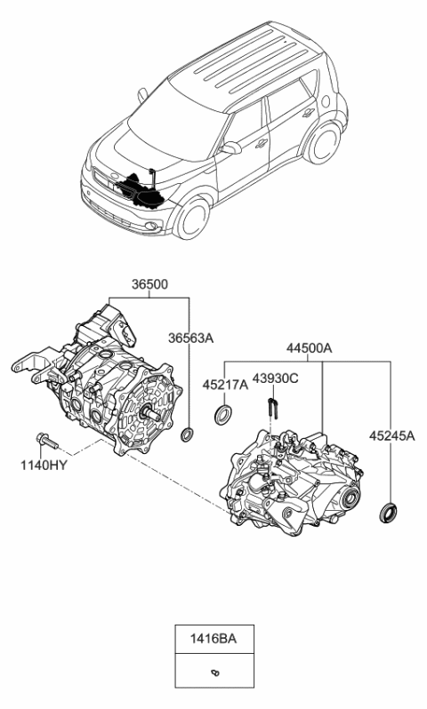 2019 Kia Soul EV Traction Motor Assembly Diagram for 365000E200