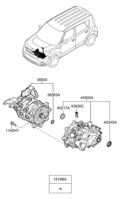 2016 Kia Soul EV Traction Motor & Gdu Assy Diagram