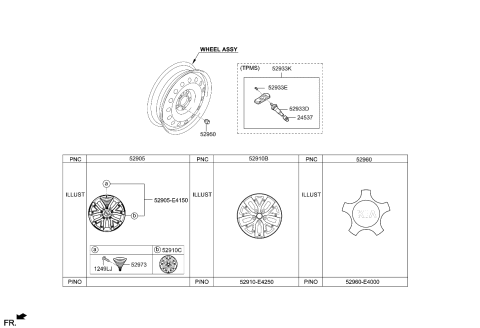 2016 Kia Soul EV Wheel & Cap Diagram