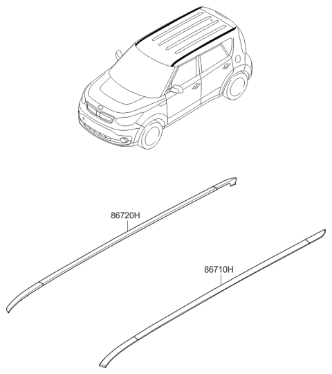 2019 Kia Soul EV Roof Garnish & Rear Spoiler Diagram 1